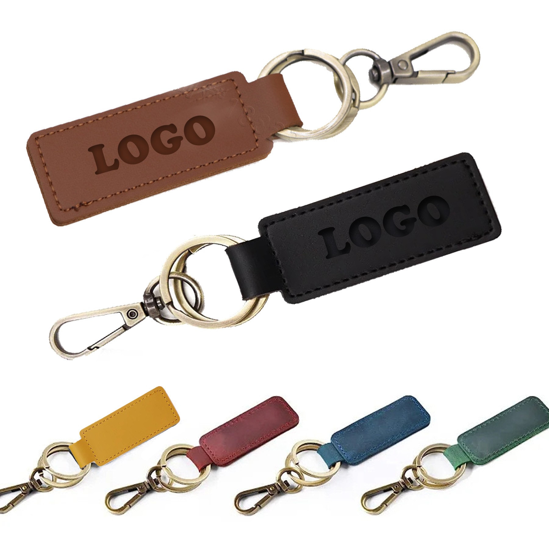 Double loop leather keychain