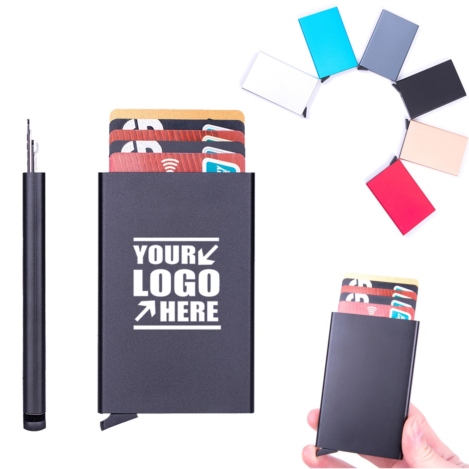 Pop Up RFID Blocking Slim Aluminum Card Holder