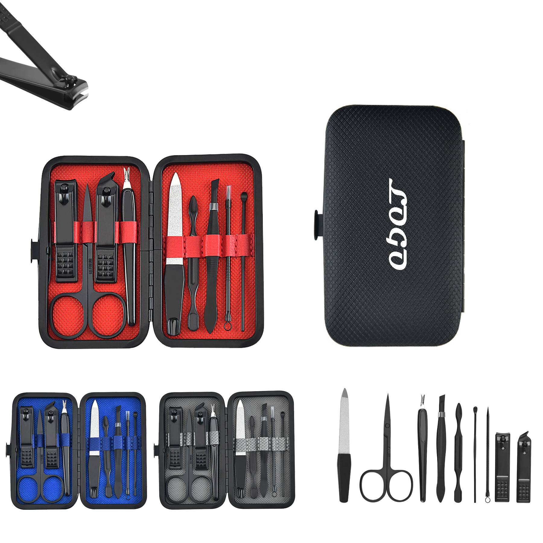 9 in 1 Black  Manicure Set Nail Clippers Kit