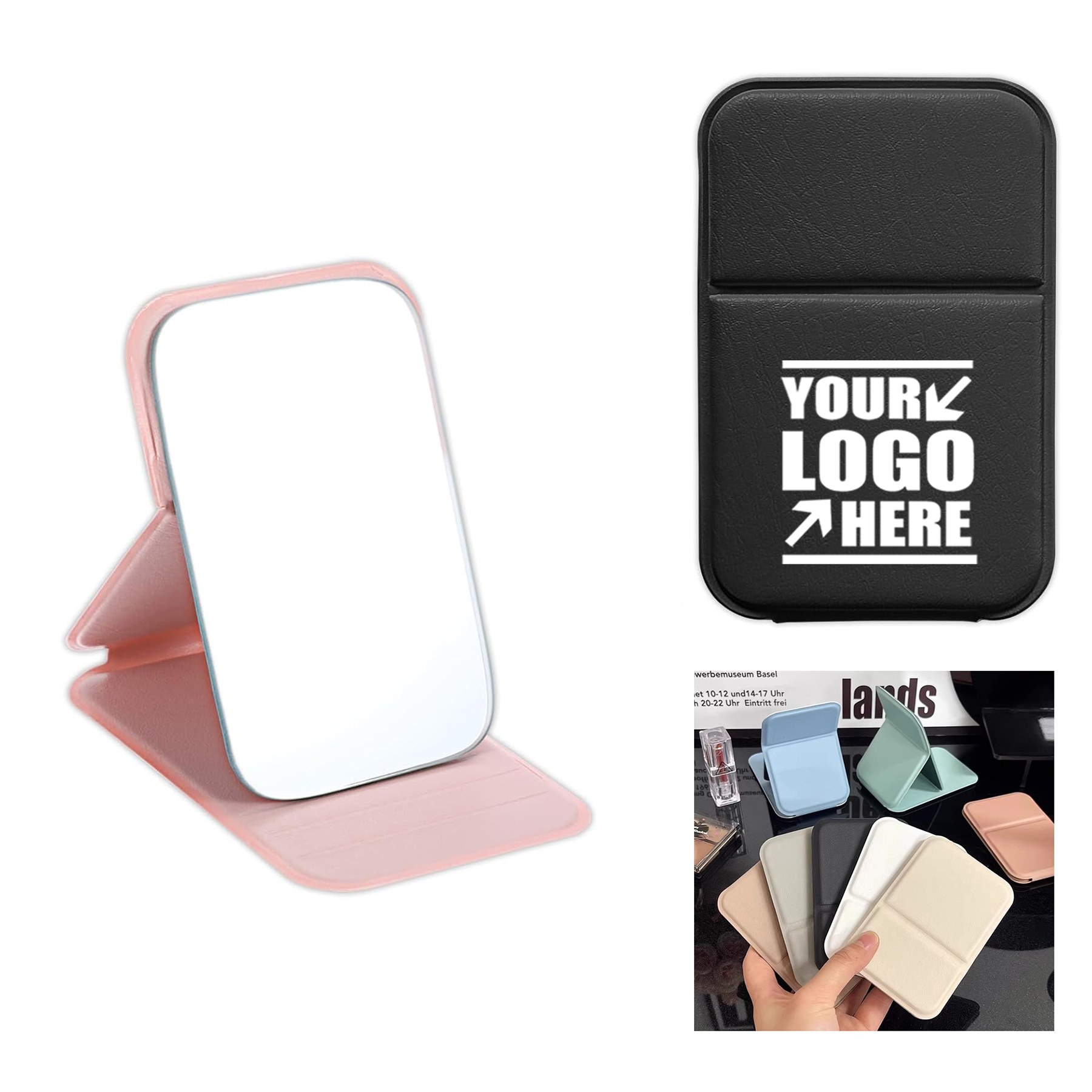 Portable PU Leather Folding Makeup Mirror