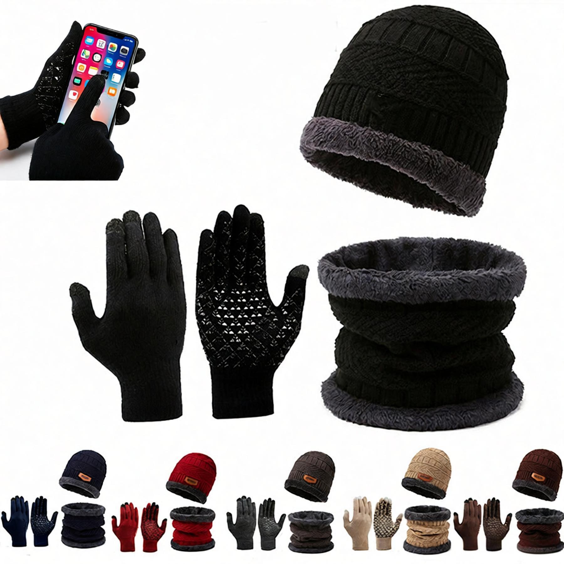 Winter 3 Piece Scarf/Gloves/Hat Knit Set