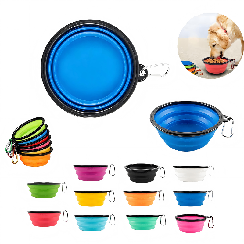 12 Oz. Collapsible Silicone Pet Bowl With Carabiners 12 Oz. Collapsible Silicone Pet Bowl With Carabiners