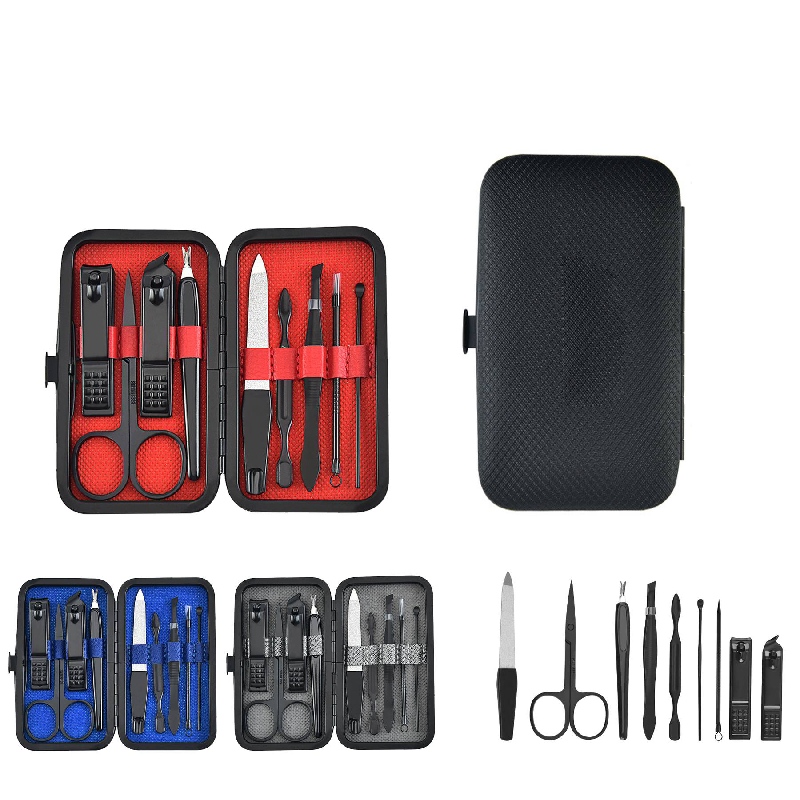 9 in 1 Black  Manicure Set Nail Clippers Kit